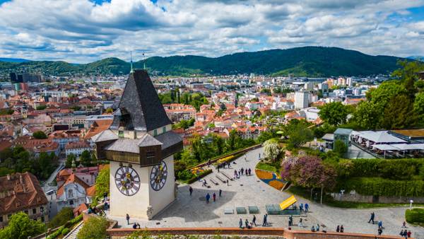 Glockenspiel i Graz i Østrig.