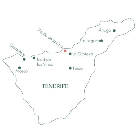Kort over ruteplan for Tenerife & Puerto de la Cruz · Langtidsrejse med Vitus Rejser.